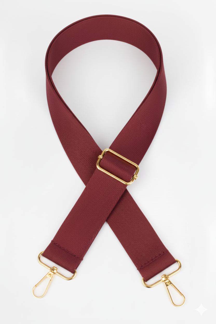 Polyester Kolon Ayarlanabilir Çanta Sapı - (125 CM) Gold Altın Metal Aksesuar ( 4cm )