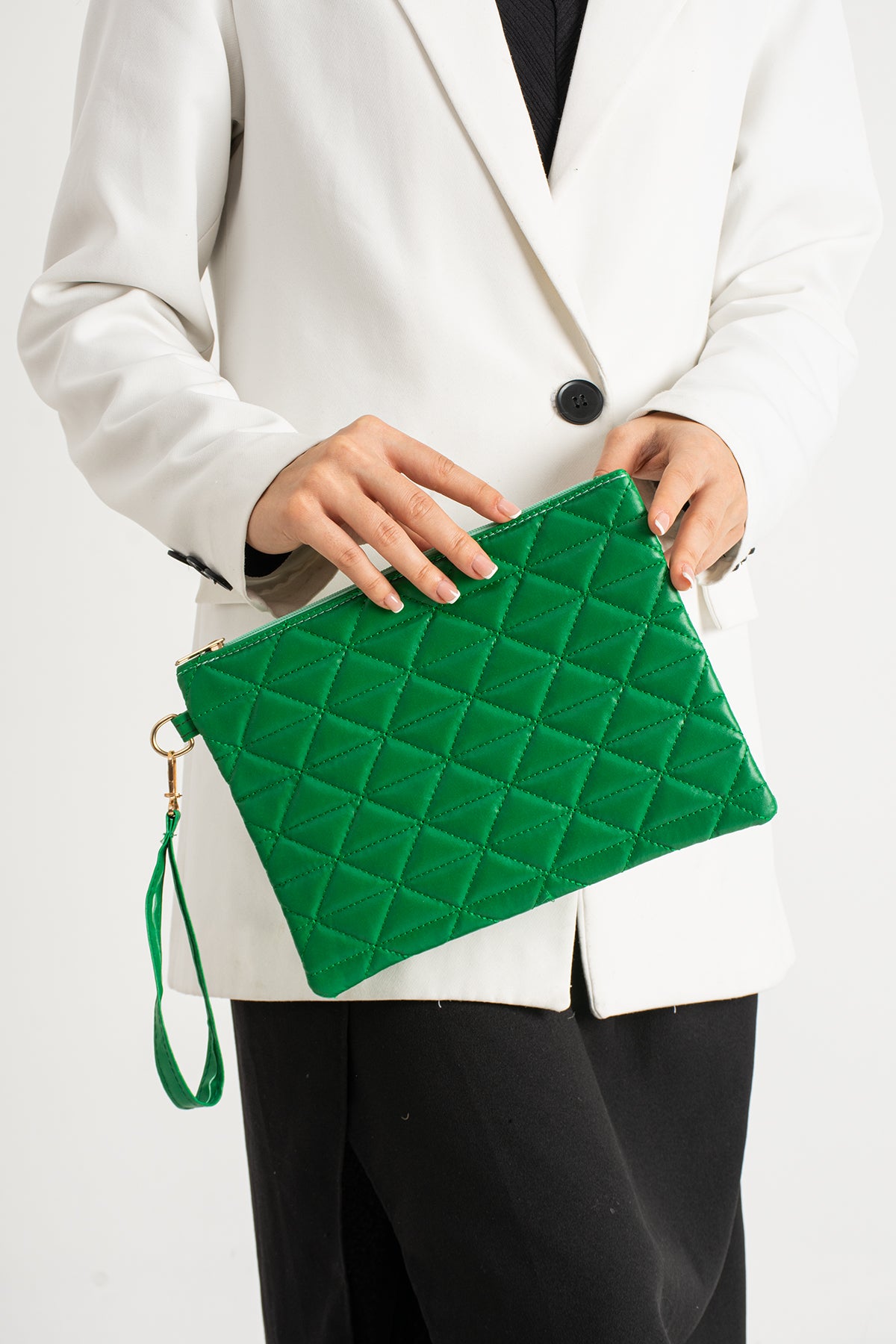 Notte Üçgen Desenli Portföy Clutch El Çantası