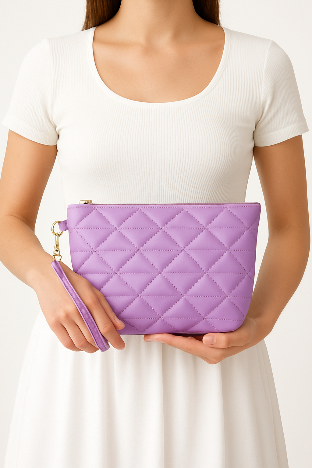 Üçgen Desenli Seyahat Kozmetik Plaj Makyaj Clutch El Çantası Organizatör Makeup Bag