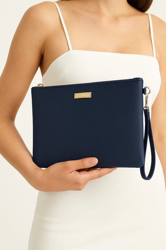 Metal Aksesuarlı El Askılı Portföy Clutch Çanta