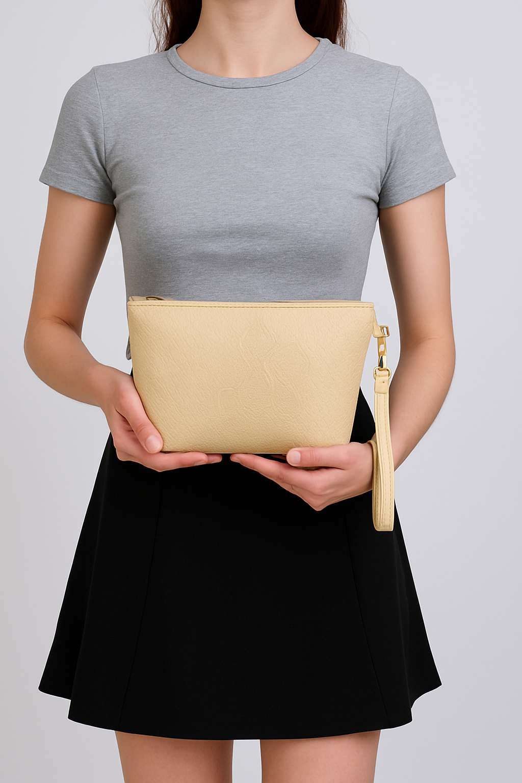 Yılan Deri Desenli Portföy Clutch El Çantası Make up