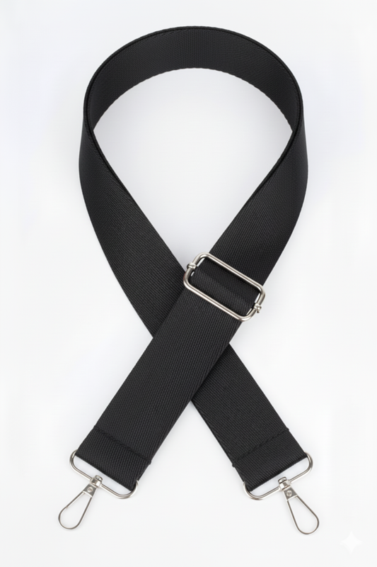 Polyester Kolon Ayarlanabilir Çanta Sapı - (125 CM) Gümüş Metal Aksesuar ( 4cm )