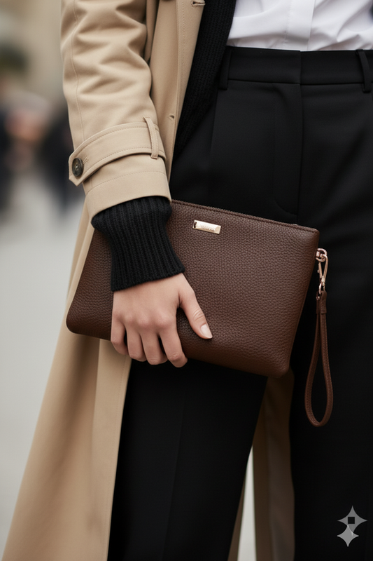 Metal Aksesuarlı El Askılı Portföy Clutch Çanta