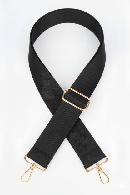 Polyester Kolon Ayarlanabilir Çanta Sapı - (125 CM) Gold Altın Metal Aksesuar ( 4cm )