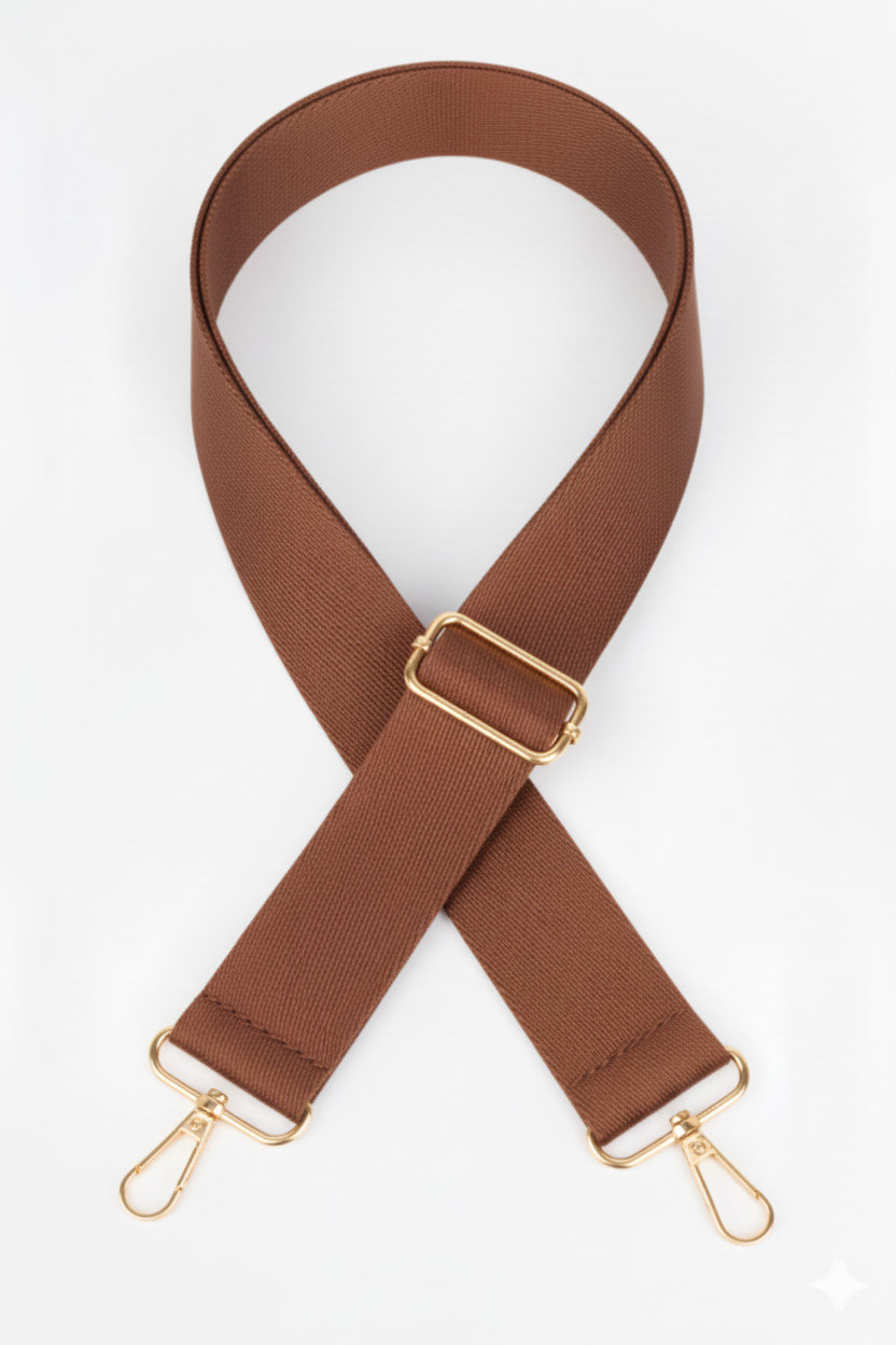 Polyester Kolon Ayarlanabilir Çanta Sapı - (125 CM) Gold Altın Metal Aksesuar ( 4cm )