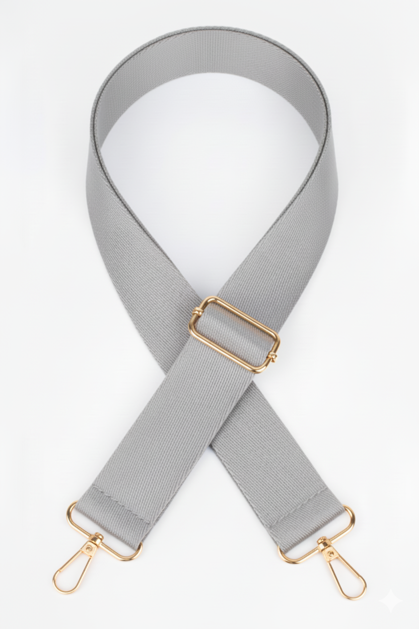 Polyester Kolon Ayarlanabilir Çanta Sapı - (125 CM) Gold Altın Metal Aksesuar ( 4cm )