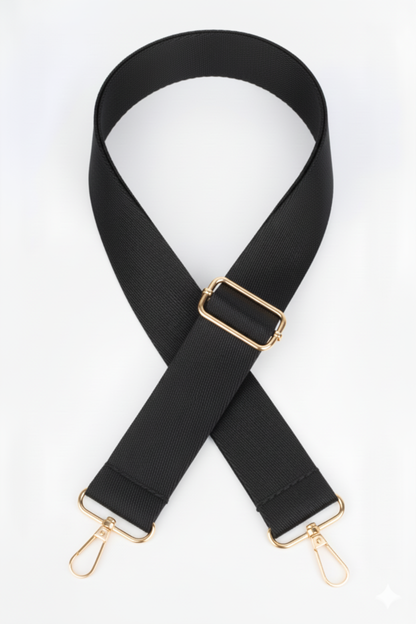 Polyester Kolon Ayarlanabilir Çanta Sapı - (125 CM) Gold Altın Metal Aksesuar ( 4cm )