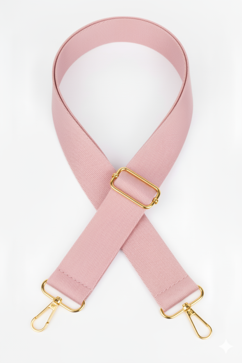 Polyester Kolon Ayarlanabilir Çanta Sapı - (125 CM) Gold Altın Metal Aksesuar ( 4cm )