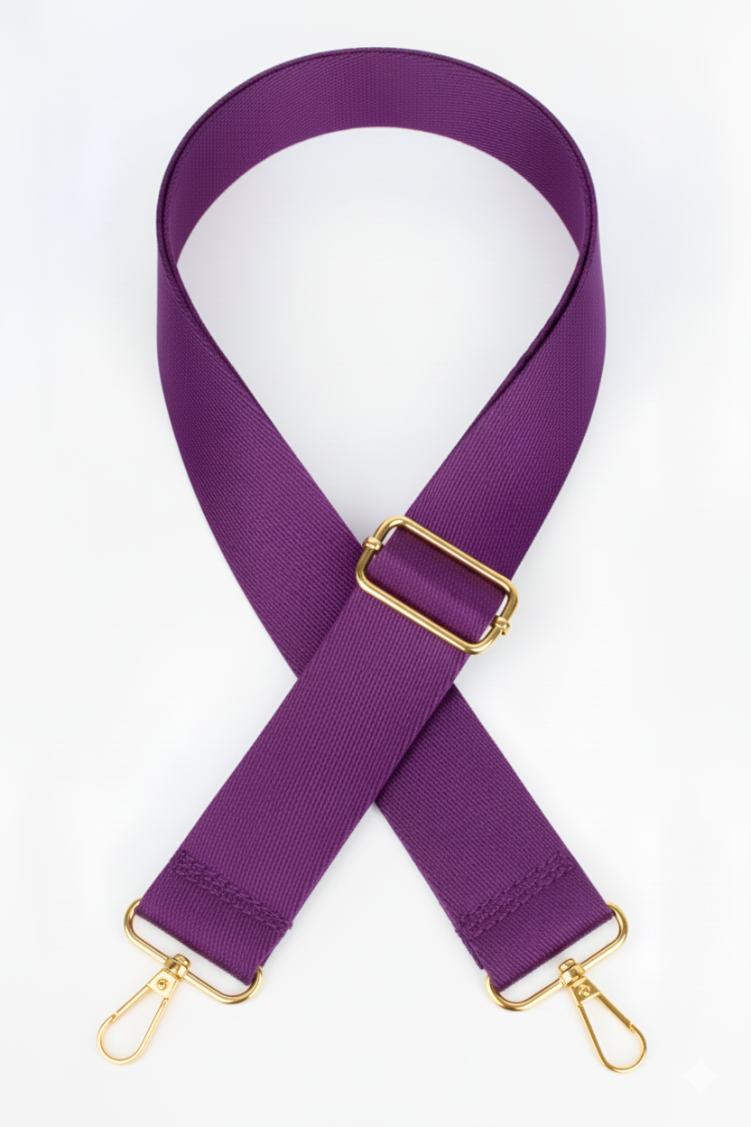 Polyester Kolon Ayarlanabilir Çanta Sapı - (125 CM) Gold Altın Metal Aksesuar ( 4cm )