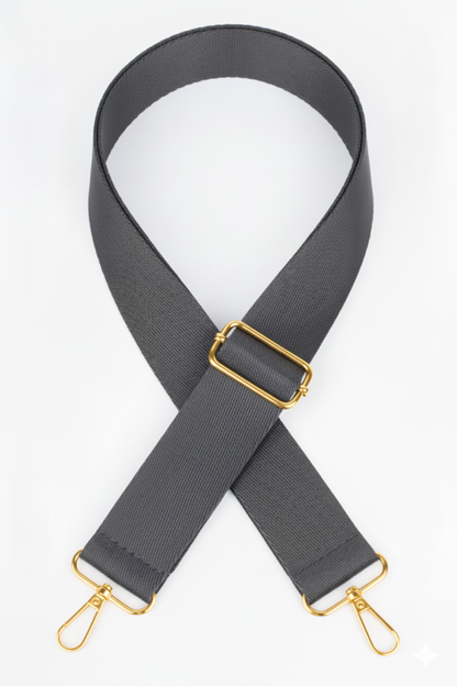 Polyester Kolon Ayarlanabilir Çanta Sapı - (125 CM) Gold Altın Metal Aksesuar ( 4cm )