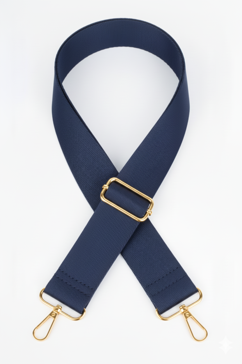 Polyester Kolon Ayarlanabilir Çanta Sapı - (125 CM) Gold Altın Metal Aksesuar ( 4cm )