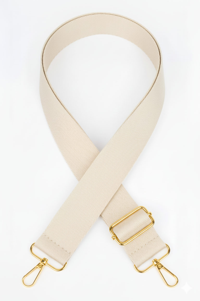 Polyester Kolon Ayarlanabilir Çanta Sapı - (125 CM) Gold Altın Metal Aksesuar ( 4cm )