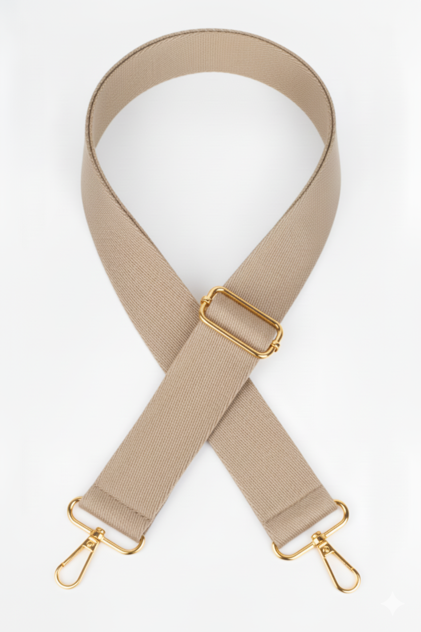 Polyester Kolon Ayarlanabilir Çanta Sapı - (125 CM) Gold Altın Metal Aksesuar ( 4cm )