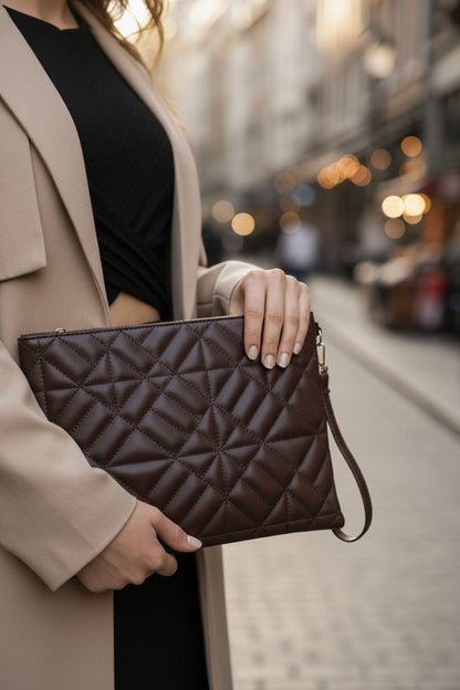 Grafina Geometrik Desenli Portföy Clutch El Çantası