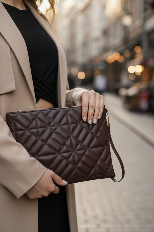 Grafina Geometrik Desenli Portföy Clutch El Çantası