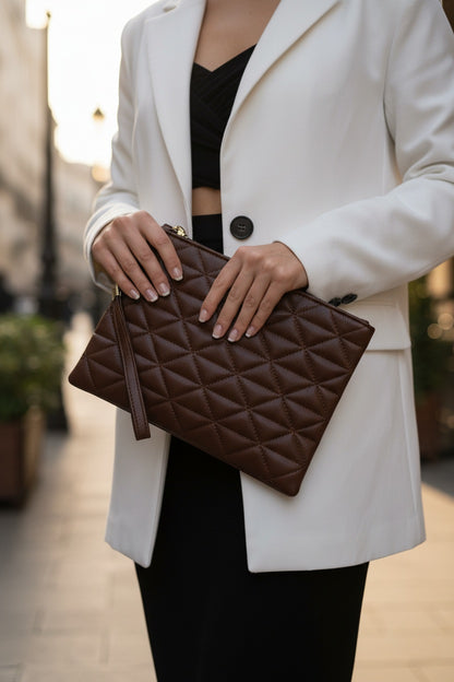 Notte Üçgen Desenli Portföy Clutch El Çantası