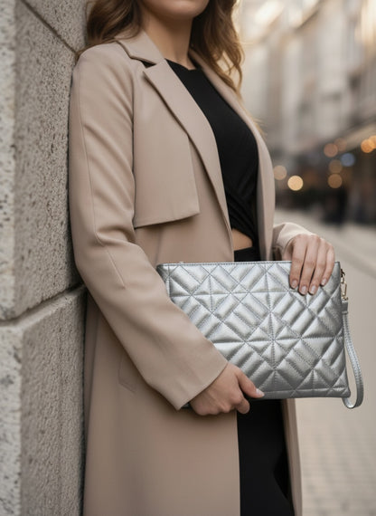 Grafina Geometrik Desenli Portföy Clutch El Çantası