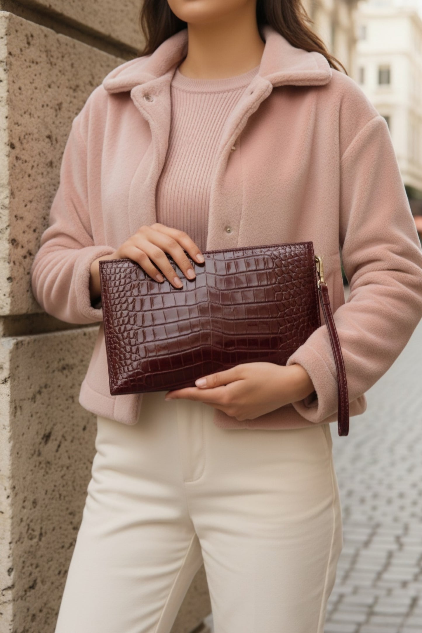 Kroko El Askılı Portföy Clutch Çanta