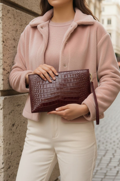 Kroko El Askılı Portföy Clutch Çanta