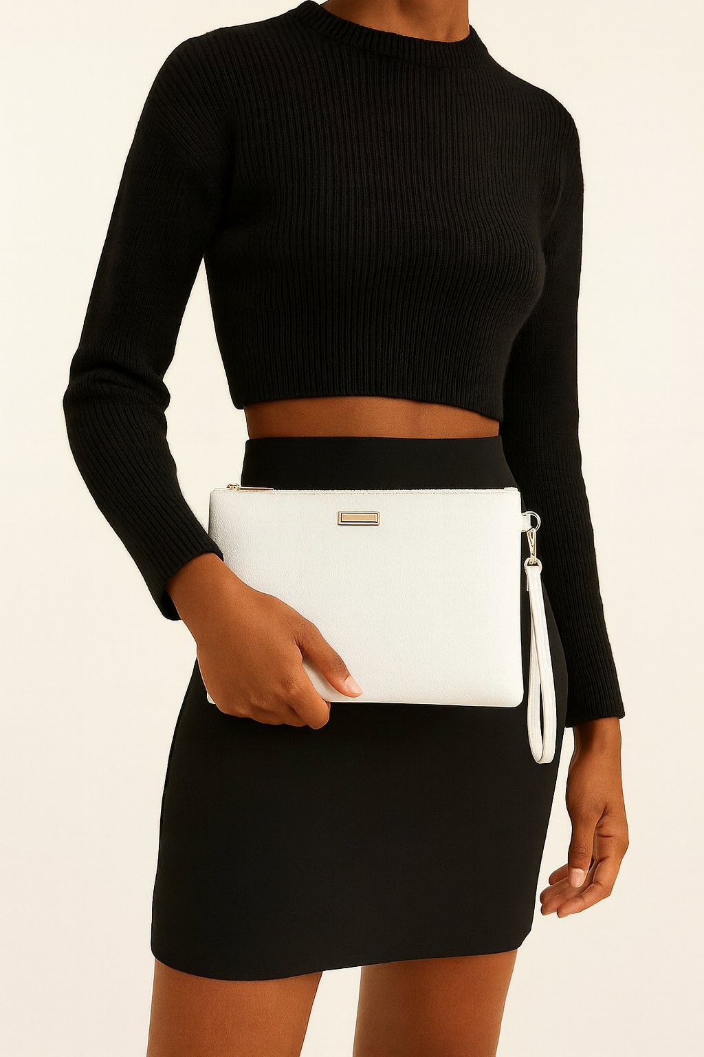 Metal Aksesuarlı El Askılı Portföy Clutch Çanta