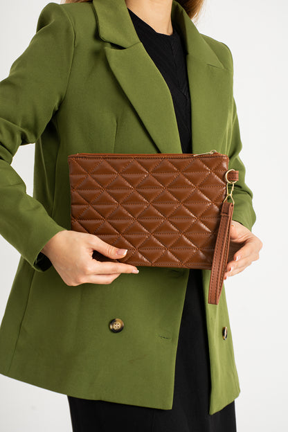 Notte Üçgen Desenli Portföy Clutch El Çantası