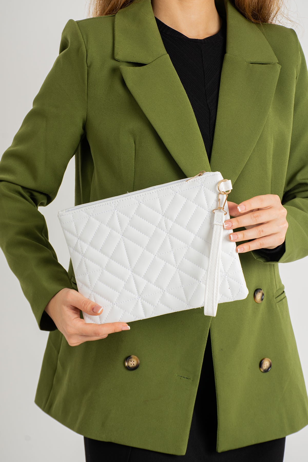 Grafina Geometrik Desenli Portföy Clutch El Çantası