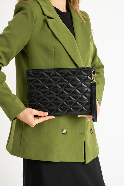 Notte Üçgen Desenli Portföy Clutch El Çantası