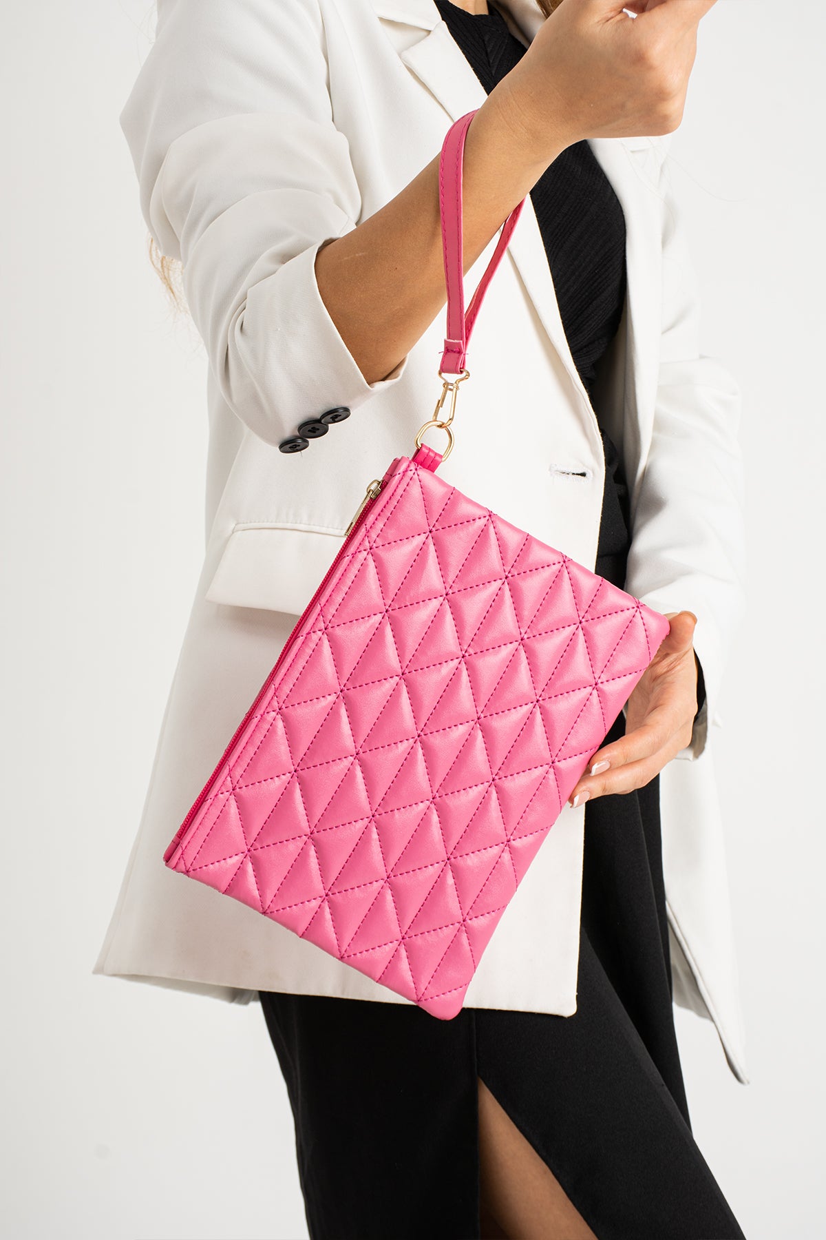 Notte Üçgen Desenli Portföy Clutch El Çantası