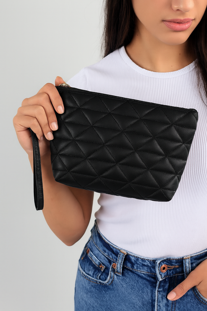 Üçgen Desenli Seyahat Kozmetik Plaj Makyaj Clutch El Çantası Organizatör Makeup Bag