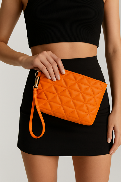 Üçgen Desenli Seyahat Kozmetik Plaj Makyaj Clutch El Çantası Organizatör Makeup Bag