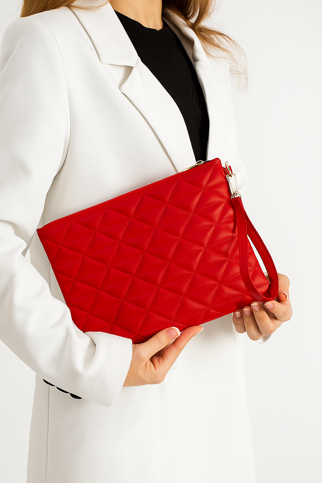 Notte Üçgen Desenli Portföy Clutch El Çantası