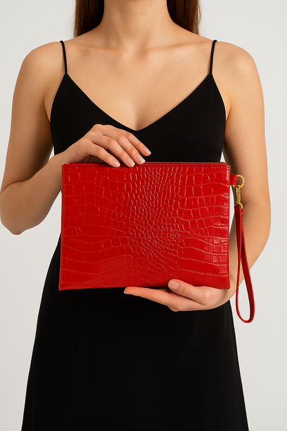 Kroko El Askılı Portföy Clutch Çanta