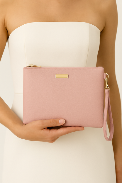 Metal Aksesuarlı El Askılı Portföy Clutch Çanta