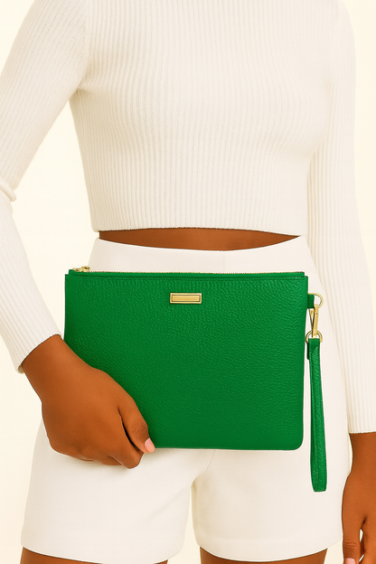 Metal Aksesuarlı El Askılı Portföy Clutch Çanta